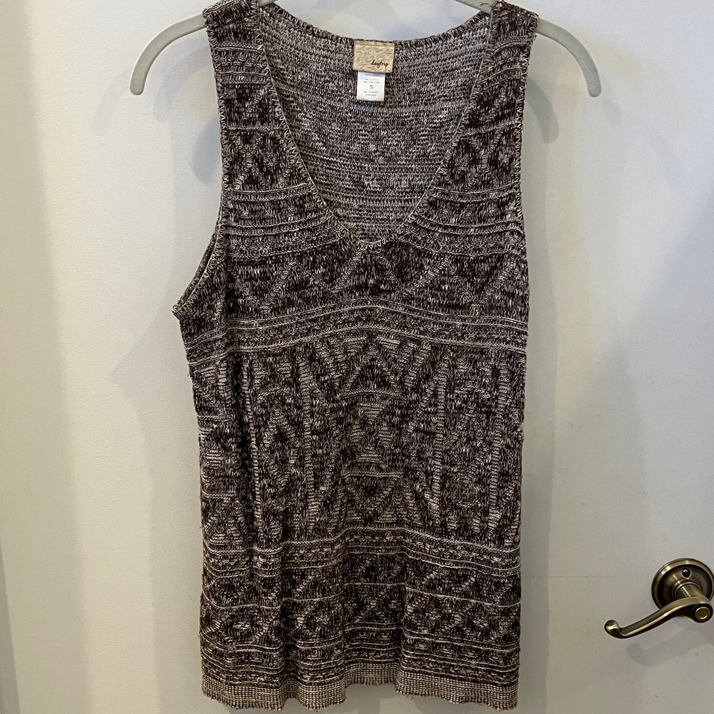 Daytrip Tribal Pattern Knit Tank Top - Brown